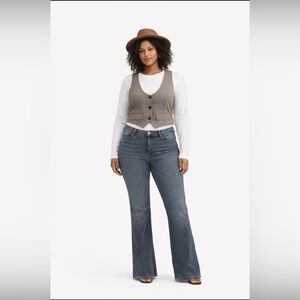 SHEIN Brown Beige Plaid Cropped Vest Adjustable Straps Modern Layering Piece 1X‎